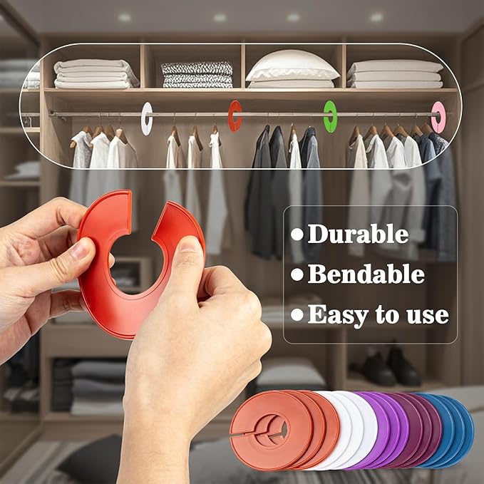 30PCS Closet Dividers Clothes Organizers - Sukh Closet Organizers Plastic Clothes Size Dividers Labels Separators for Garment Organizer Boutique Hanger Clothing Rack No Burrs 10 Assorted Colors