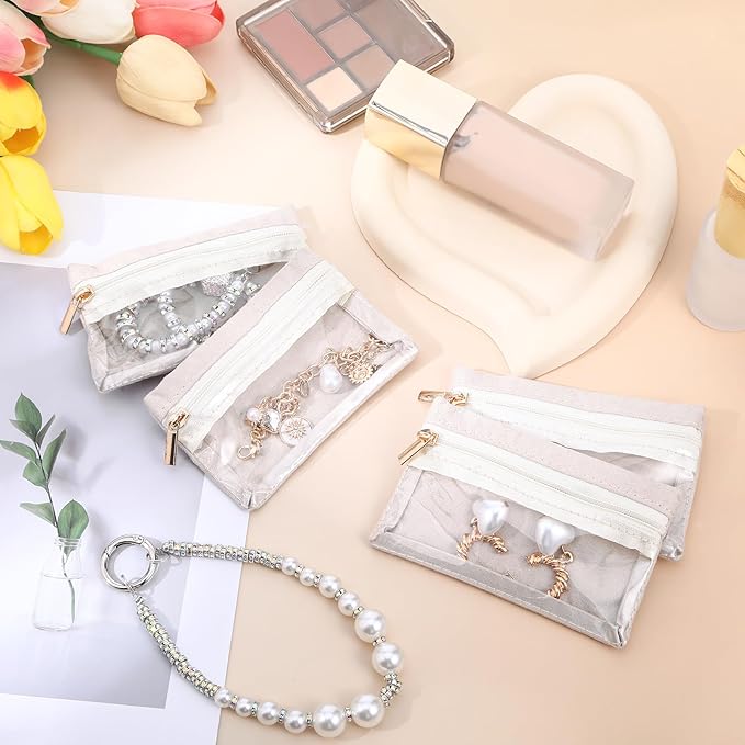 12PCS Travel Jewelry Bags for Women, Portable Jewelry Storage Bag Travel for Women, Velvet Zipper Pockets Storage Box Organizer Pouches Case Gifts for Rings, Earrings, Necklace