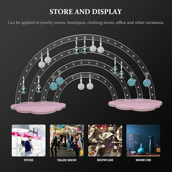 ARTIBETTER Acrylic Earring Holder Stand Rainbow Shape Accessories Organizer Display Rack Jewelry Hanger for Earrings Storage and Display