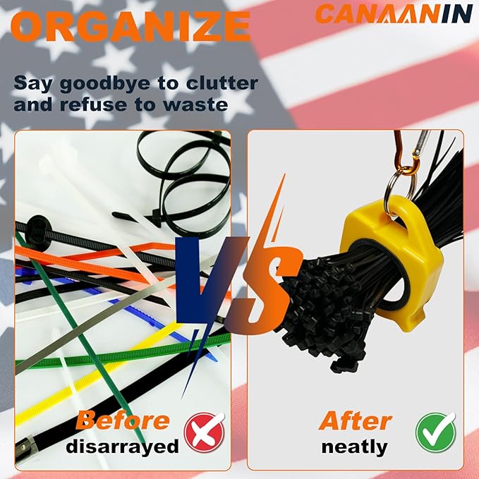 Zip Tie Holder Organizer Cable Tie Organizer Holder for Tool Belt Strong Efficient Solution for Electrician Zip Ties Holder Reusable Portable Safety(Yellow, 2 Pack)