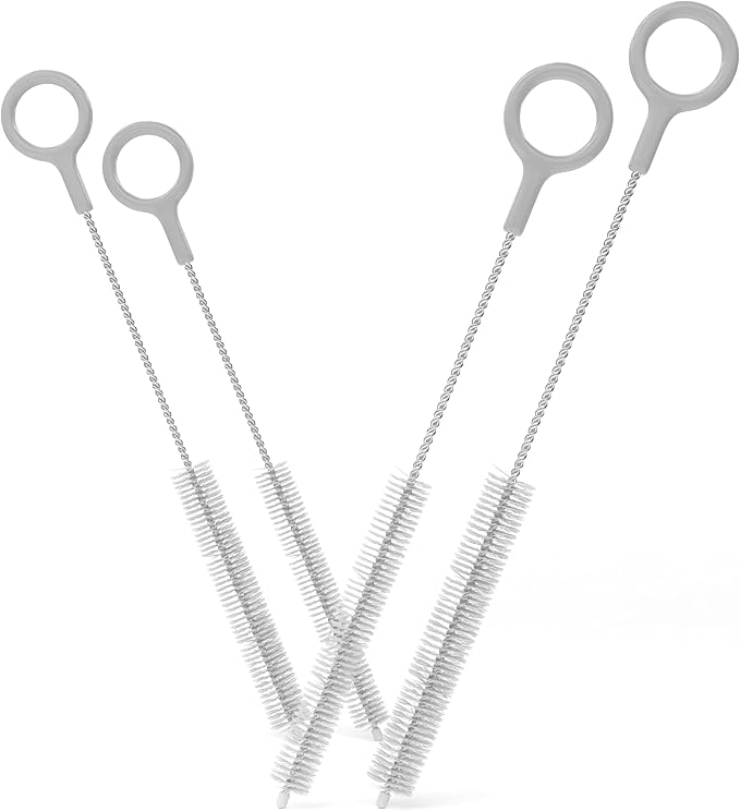 Heavy Duty Cleaning Brushes Set of 4 - Extra Long Straw Cleaners for Metal and Plastic Reusable Drinking Straws, to Clean Small Spaces, Sippy Cups, Water Bottles - Sturdy Hard Brush Bristles