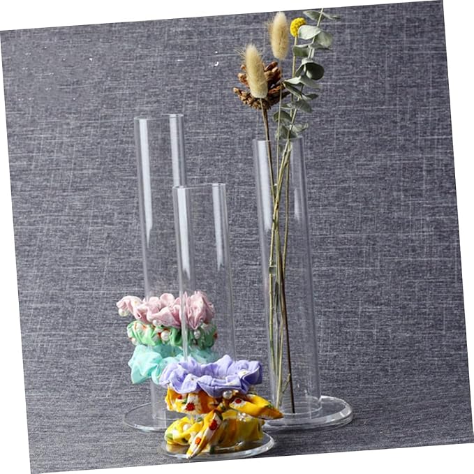 BESPORTBLE 2pcs Sturdy Acrylic Hair Tie Display Rack Hair Accessories Organizer Round Tube Design for Home Use and Jewelry Storage