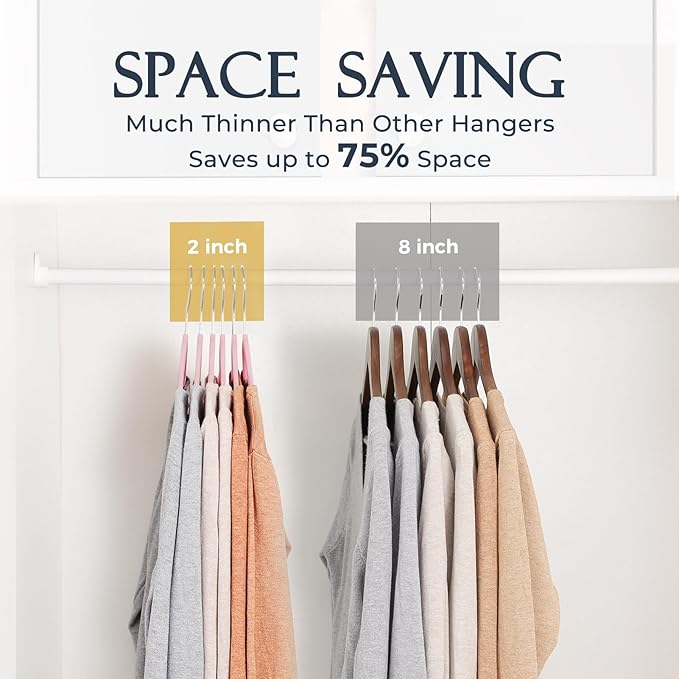 HOUSE DAY Lt Pink Velvet Hangers 60 Pack, Non Slip Clothes Felt Hanger Heavy Duty for Coat, Premium Slim Space Saving Suit Hangers for Closet Organizer, 360° Rotating Silver Hook