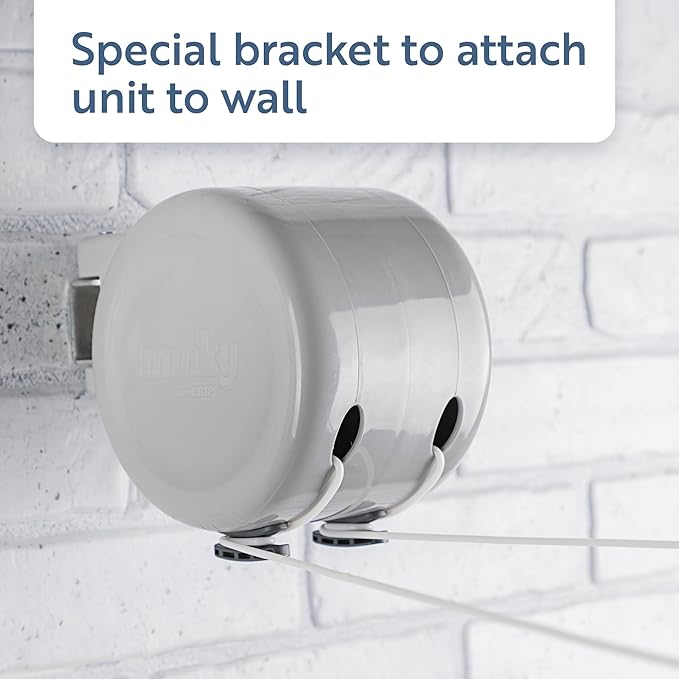 Minky Homecare Outdoor Retractable Dual Clothesline - Heavy Duty PVC Coated Line - Energy and Space Saving Removable Laundry Drying Line - 2 x 49 Feet