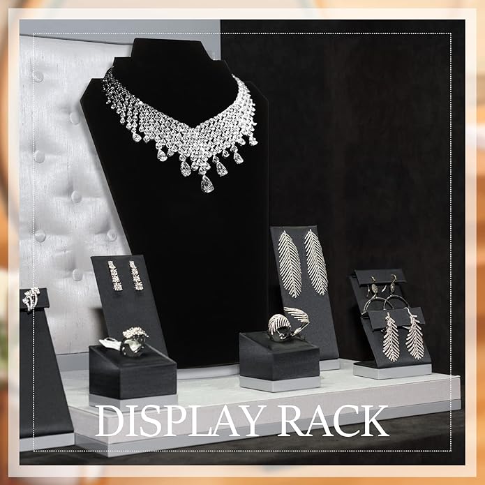 Kigeli 24 Pcs Black Velvet Necklace Display 12.4 Inch Jewelry Display Stand for Selling Tall Necklace Bust Stand Collapsible Jewelry Holder for Store Showcase Organizer Ornament