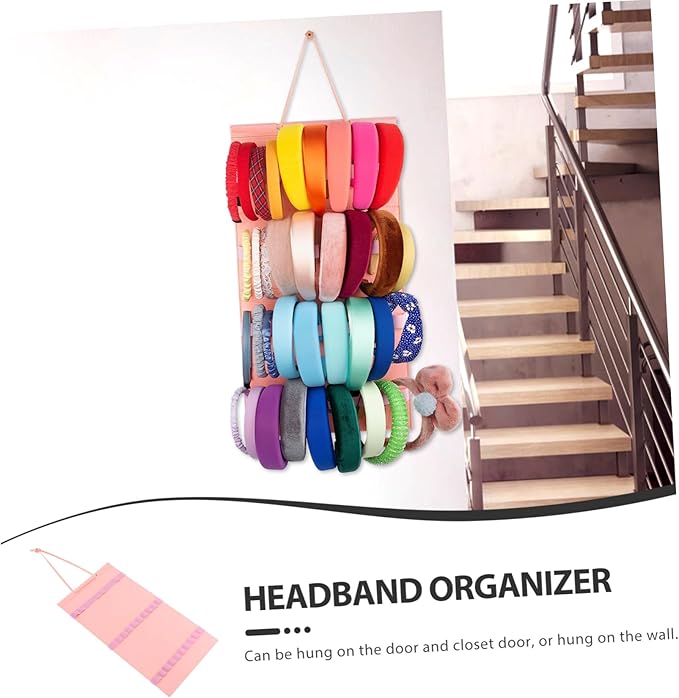 PRETYZOOM Hanging Headband Organizer Hairband Holder Wall Mount Storage Bag Slots Jewelry Display Holder