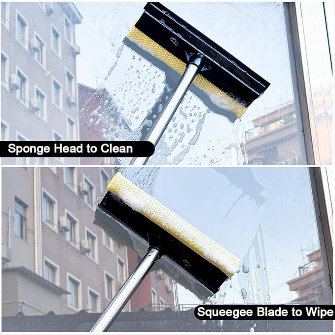 Window Cleaning Kit, Squeegee with Bucket for Windshield Cleaning, Bathroom, Shower Doors, Mirrors, Tiles, and Car Windows (Grey)