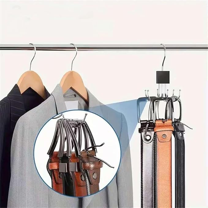 Belt Hanger for Closet Multi-Purpose 360° Rotatable Tank Top Hanger Tie Organizer for Closet Purse Holder for Closets Space-Saving Storage for Belt Bra Hat Tank Top Tie Scarf Purse (1PCS)