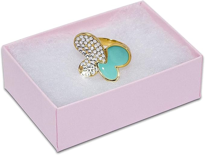 12 Pack Pink Cotton Filled Color Paper Cardboard Jewelry Box for Necklace, Ring, Earring, Pendant, Pocket Watch, Body Jewelry. Size-3 1/16" x 2 1/8" x 1" - by R J Displays