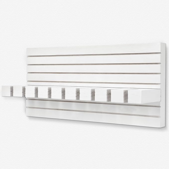 Belt Organizer for Closet, Belt Hanger Wall Mounts to Hold 9 Belts without Slipping, Space Saving Belt Rack for Closet Organization includes Mounting Hardware (11.8” x 5.5” x 2.5”) (White)