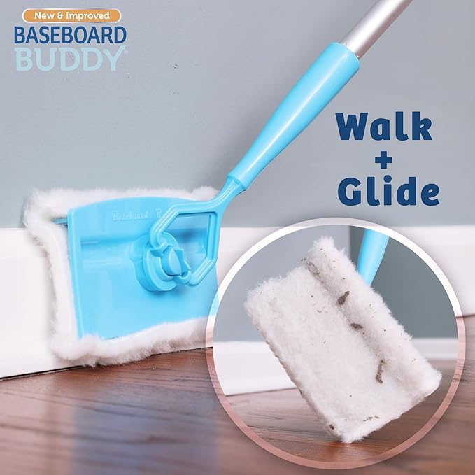 Baseboard Buddy 20-Pack Replacement Pads | Reusable Cleaning Pads for Wet & Dry Use | Trap Dust, Dirt & Pet Hair | Mop Pad Refills for Baseboards, Trim, Molding & More
