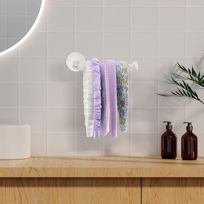 uxcell 8Pcs Headband Holder Organizer, Self Adhesive Scrunchie Holder Long Hair Accessories Organizer Storage Hair Ropes Bracelets Bangles Decor for Women and Girls, Clear