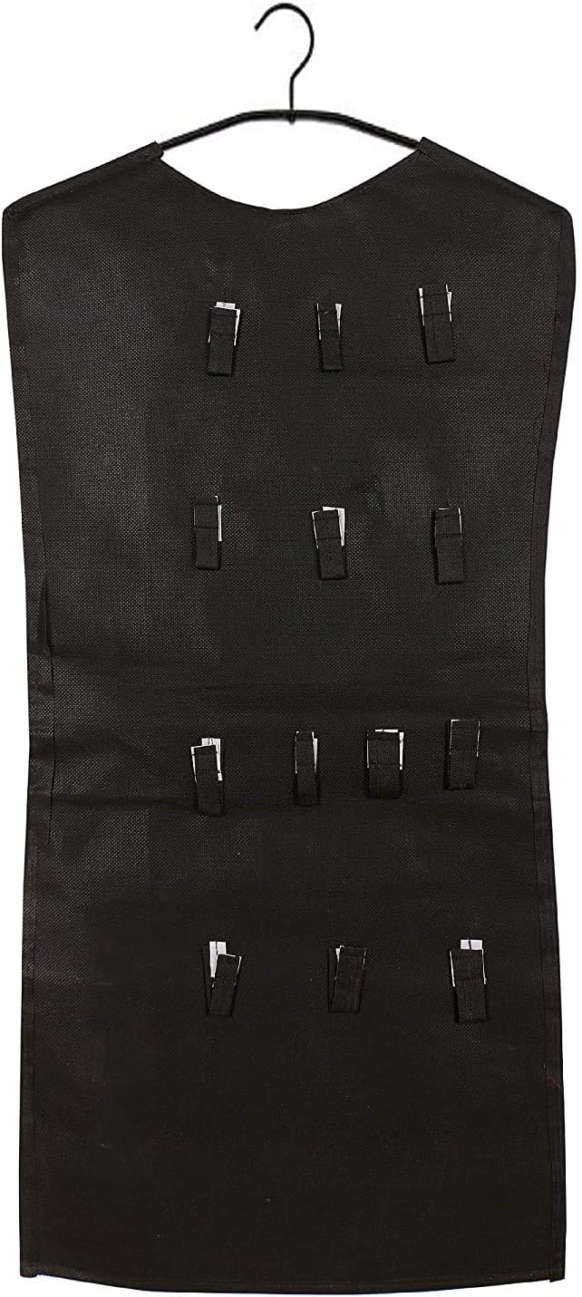 Fabric Double Sided Dress Style Hanging Organizer for Jewellery and Makeup Accessories Organizer for Necklaces, Chains, Earrings, Watch, Pendants & Cosmetics (Black) -Ctktc034754