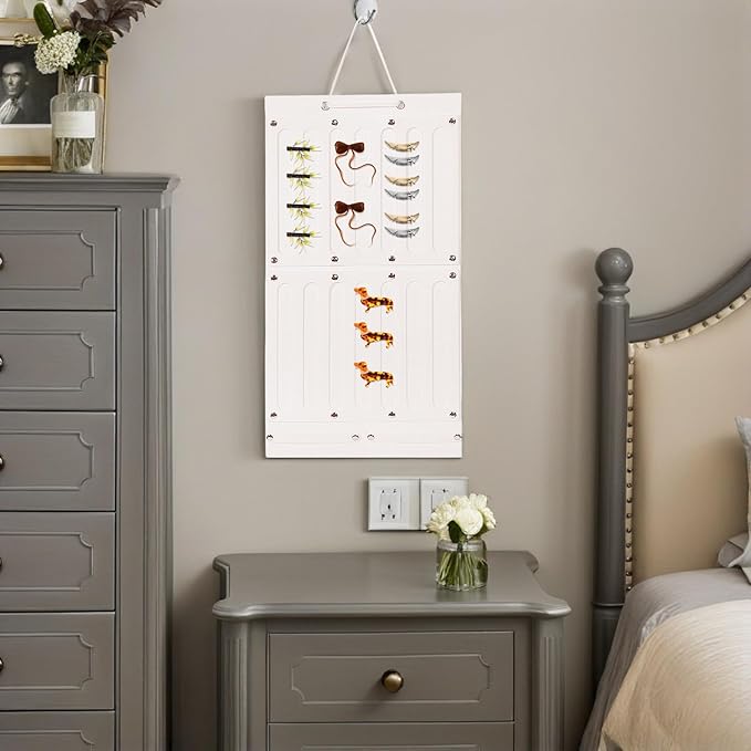 Cabilock Hanging Jewelry Organizer Felt Storage Bag with Earrings Necklaces Holder, Hair Clip and Headband Holder, Wall-mounted Accessory Organizer for Closet and Door