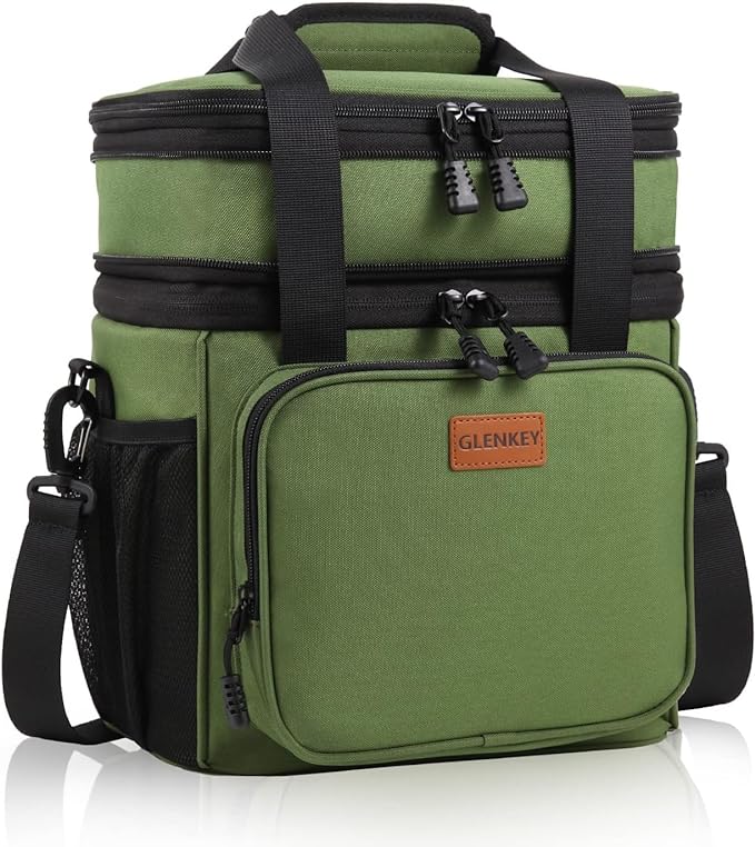 Expandable XLarge Lunch Box, Insulated Heavy Duty Lunch Bag Waterproof Leakproof Durable Cooler Bag for Men Women Adults Work Construction Camping Trip, 22L, Army Green