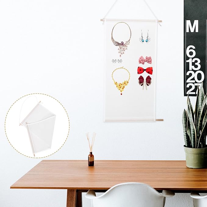 KESYOO Hanging Earring Organizer Wall Jewelry Holder White Wall-mounted Jewelry Organizer for Earrings and Accessories for Home and Closet