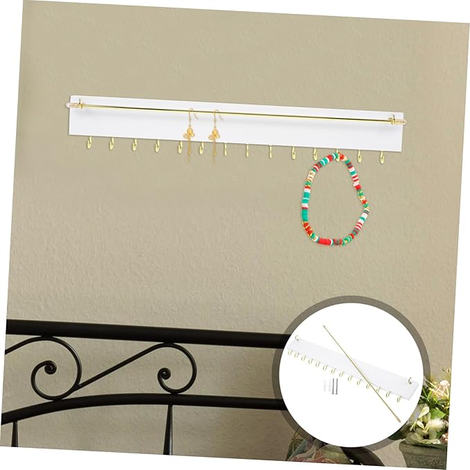 Solid Wood Wall-mounted Jewelry Holder Necklace Organizer Earring Bracelet Display for Room Decor