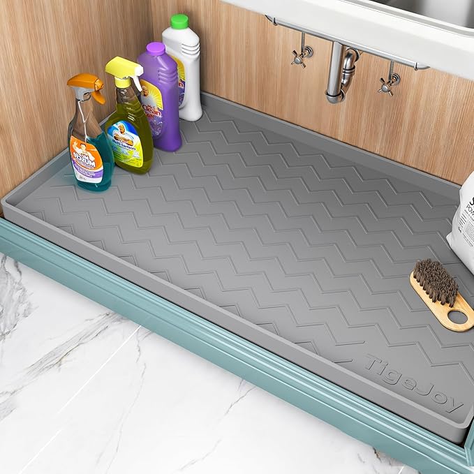 TigeJoy 40" x 19" Under Sink Mats for Kitchen Waterproof, Leak-Proof Silicone Mat Sink Protector and Cabinet Liner, Kitchen Essentials Organizer and Storage, Boot or Shoe Tray, Pet Feeding Mat