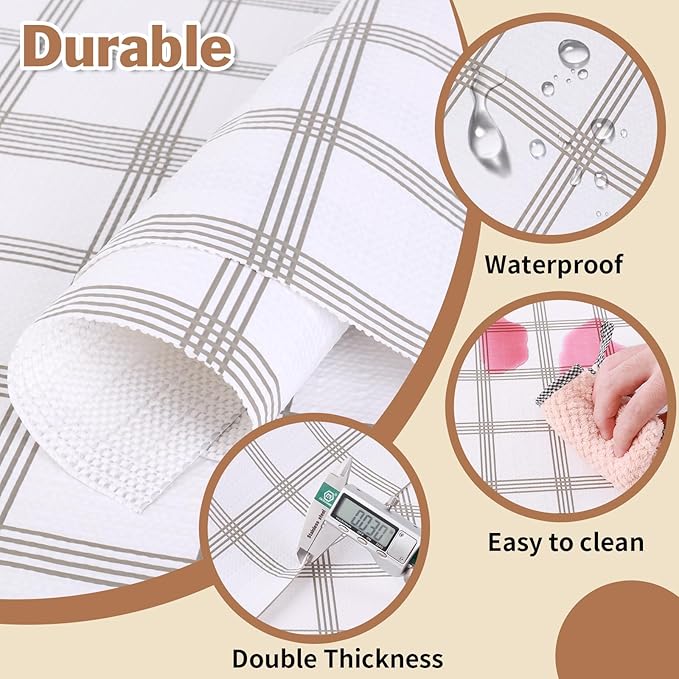 Drawer and Shelf Liner for Kitchen Cabinet: 12 in X 30 Ft Non Slip Waterproof Shelf Paper Non Adhesive Refrigerator Liners White Square Easy Liners for Bathroom Cupboard with Knife Tape Measure