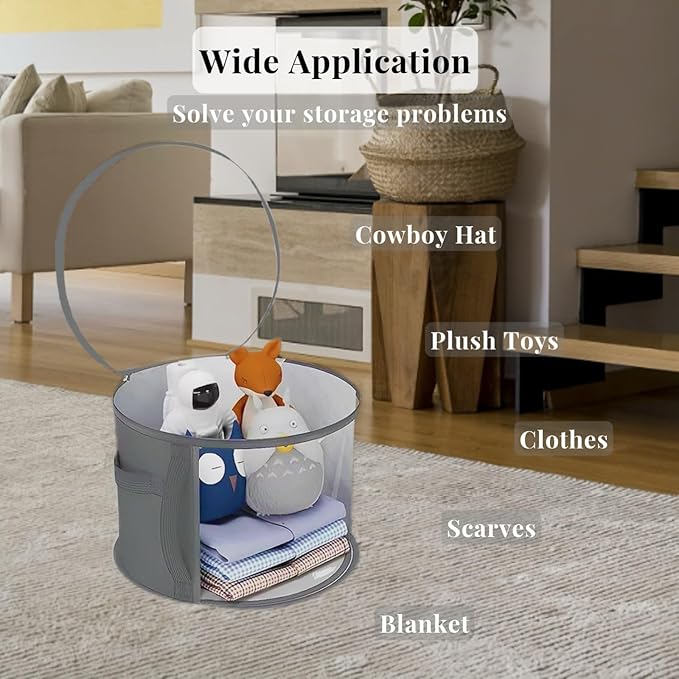 Oversized Clear Hat Box Storage for 7 Caps, Portable Cowboy Hat Box with Zipper for Women Men Travel, Hats Case Hats Organizers
