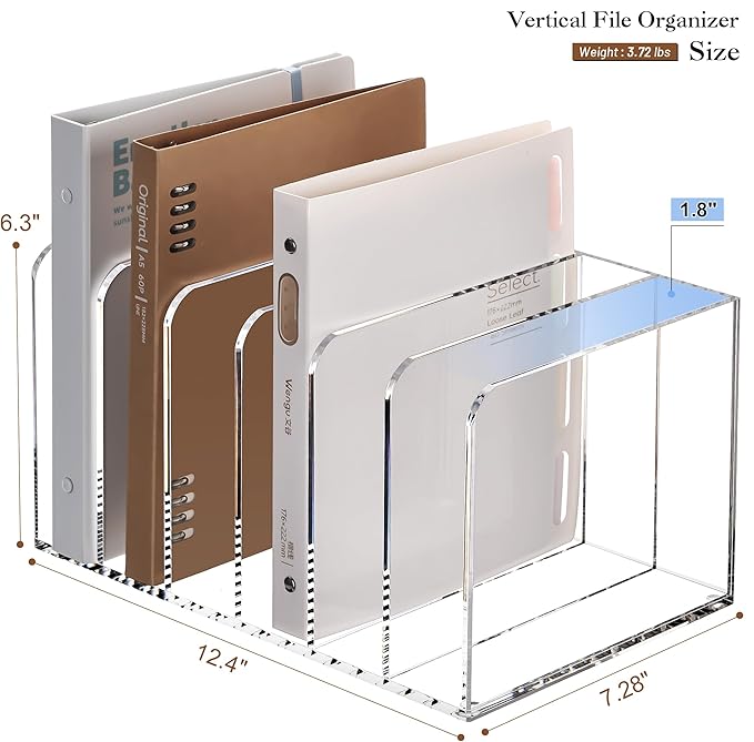 YUXUN Acrylic Magazine Holder,Clear Desk Organizer File Sorter for Notebook,Paper,Envelope,Magazine, Book Storage-Office/Home/Classroom Organization(6 Compartments,B5)