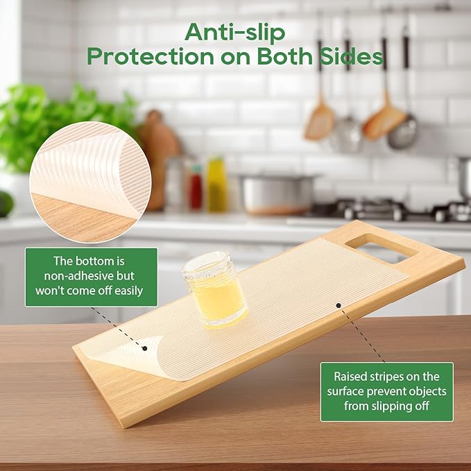 Anoak Shelf Liner Cabinet Liner, Non Adhesive Drawer Liner, Washable 12 Inch x 30 FT(360 Inch) Waterproof Durable Non-Slip Shelf Liner for Kitchen, Drawer, Refrigerator Stripe Clear