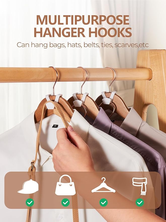 HOUSE DAY Space Saving Hangers 100 Pack, Clothes Hanger Connector Hooks, Heavy Duty Closet Space Saver, Small Space Solutions, Cascading Dorm Room Closet Organizer and Storage - White