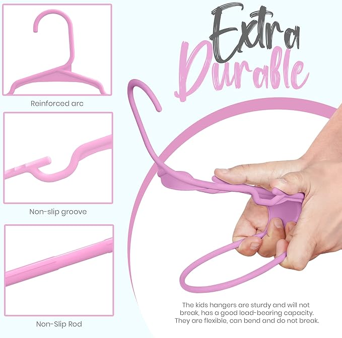 Utopia Home 20 Pack Kids Hangers - 11.5 Inch Plastic Baby Hangers for Closet - Childrens Hanger for Clothes & Infant Hanger for Closet - for Everyday Standard Use (Baby Pink)
