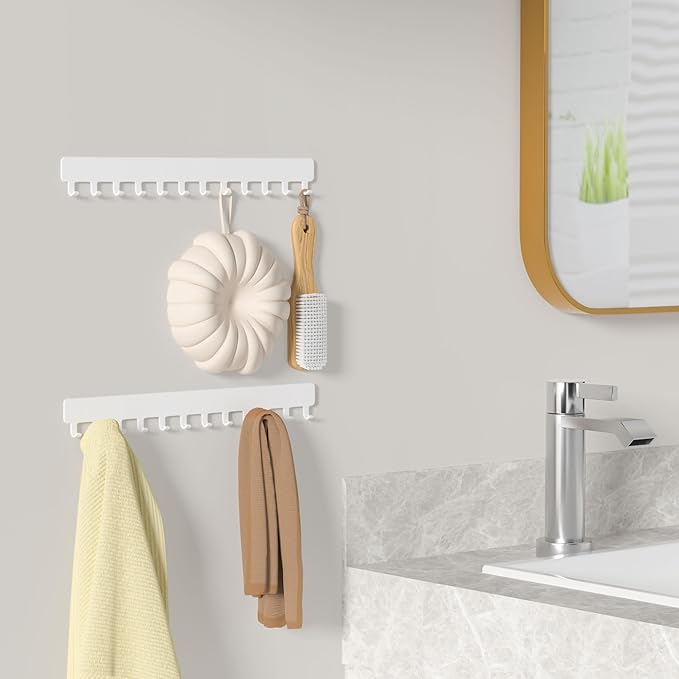 Necklace Holder Hanging Jewelry Organizer - Self-Adhesive Wall Mounted for Necklaces, Bracelets, 2 PCS, White