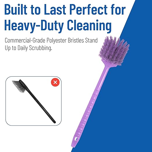 SPARTA 40501EC68 Plastic Large Scrub Brush, Kitchen Brush, Utility Brush With Long Handle For Cleaning, 20 Inches, Purple