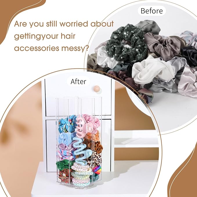 OAOLEER Acrylic Scrunchie Holder Claw Clip Organizer, Hair Ties Display Stand, 4 Tier Hair Accessories Organizer Storage for Bracelets Bangle Watches (Type-B)