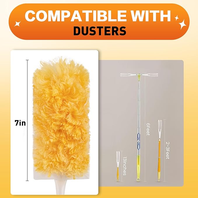 Heavy Duty Duster Refills, Unscented Disposable Dusters Kit for Cleaning Dusting Furniture Blind Ceiling Fan, Multi Surface 360 Feather Duster (100)