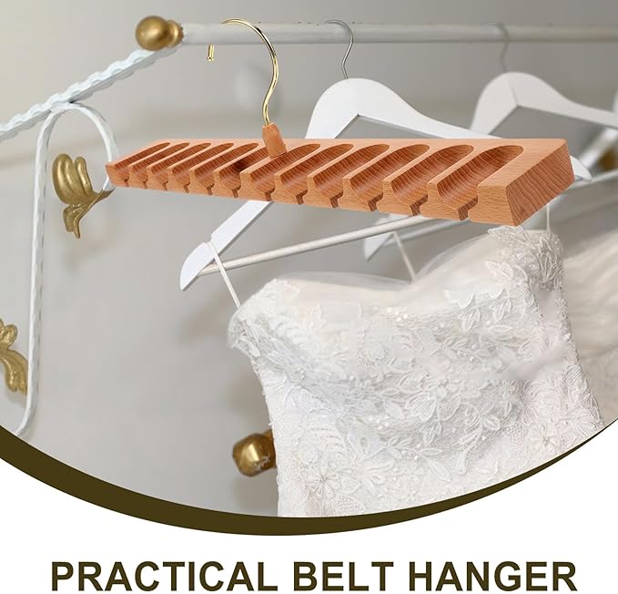 Beech Wood Strap Rack and Organizer for Closet Wall Mount Strap Holder Multiple Hooks Space-Saving Accessory Organizer and Ties in Wardrobe Storage