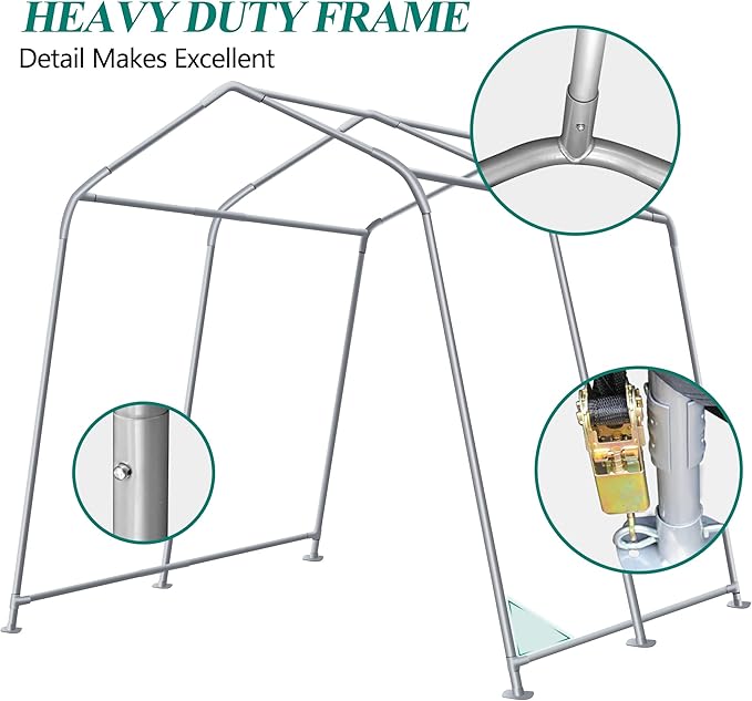 GARTOO 10' x 10' Outdoor Storage Shelter - Heavy Duty Storage Tent with Roll-up Ventilated Windows, Portable Garage Zipper Storage shed for Bike, Motorcycle Shelter, ATV, Weeding Tools