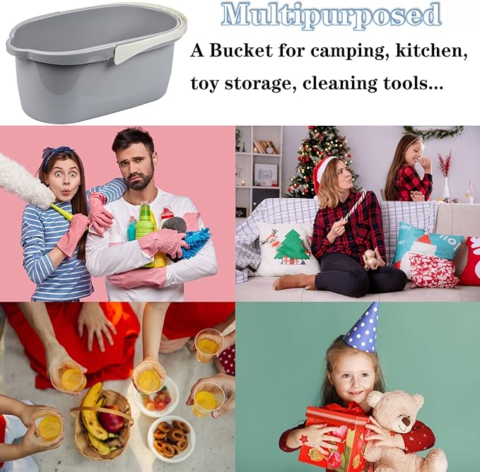 Haundry 4.5 Gallon Cleaning Bucket, Good Grips Household Mop Bucket for Cleaning Supplies, Cleaning Caddy Organizer Basket with Handle, 17.1L, Grey