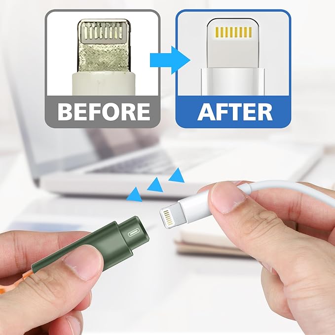 Ordilend for iPhone Cleaning Kit for Charging Port Cleaner, Multi-Tool iPhone Cleaner Repair Lightning Cable, cell Phone Cleaning Kit for iPad, Connector, Speaker, Airpod with Storage Case, Army Green