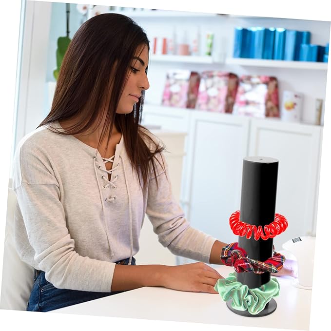 FRCOLOR Acrylic Hair Tie Stand and Bracelet Display Rack Hair Accessories Organizer for Scrunchies and Hairbands Sturdy Storage Solution for Home and Business