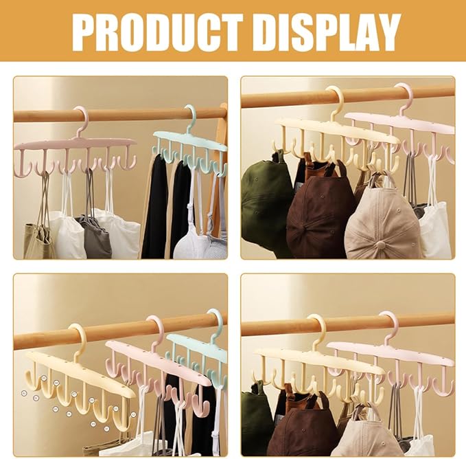 4pcs Rotatable 12-Hook Hanging Closet Organizer for Belts and Ties, Multifunctional Scarf and Hat Storage Rack for Men’s Wardrobe, Space-Saving Accessory Organizer