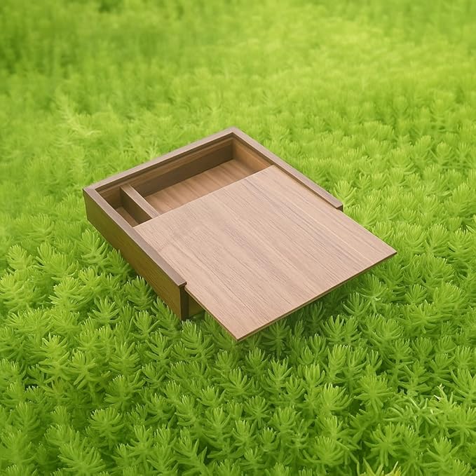 Walnut Wood Storage Box with Compartments | Handmade Gift Keepsake Organizer for Photos, USB Drives, Rings, Small Items | 6.7x6.7x1.4 inches (17x17x3.5cm)