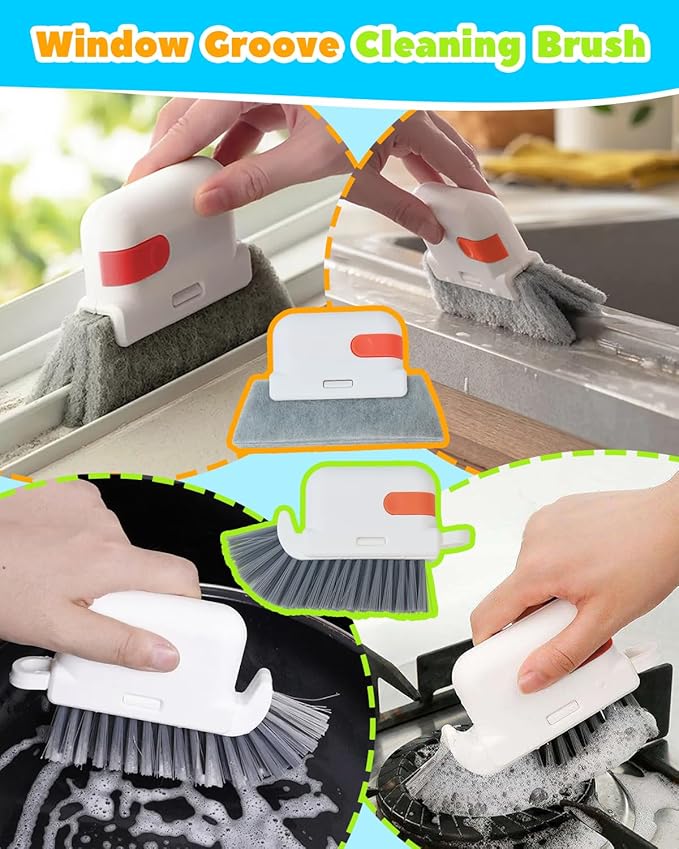 11 Pcs Blind Cleaner Duster Tool Kit – Mini & Window Blinds Cleaner Brush Set, Air Vent & Track Cleaning Tools, Window Groove & Sill Scrubber for Home, Car, AC, Sliding Doors - Green