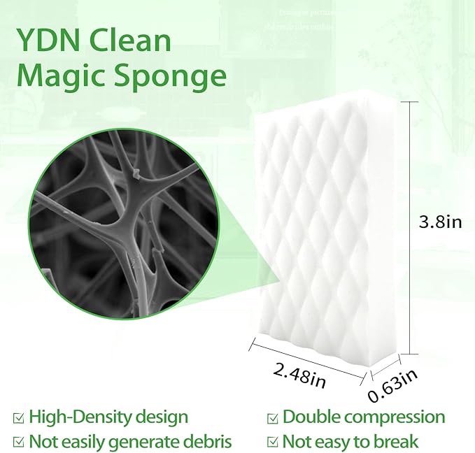 Magic Sponge 2X Density, Multi-Purpose Long Lasting Melamine Sponge, Water-Activated Cleaning Sponge Eraser for Kitchen, Bathroom, Wall, Shoes & Car Interior, Extra Durable, Non-Scratch (10)
