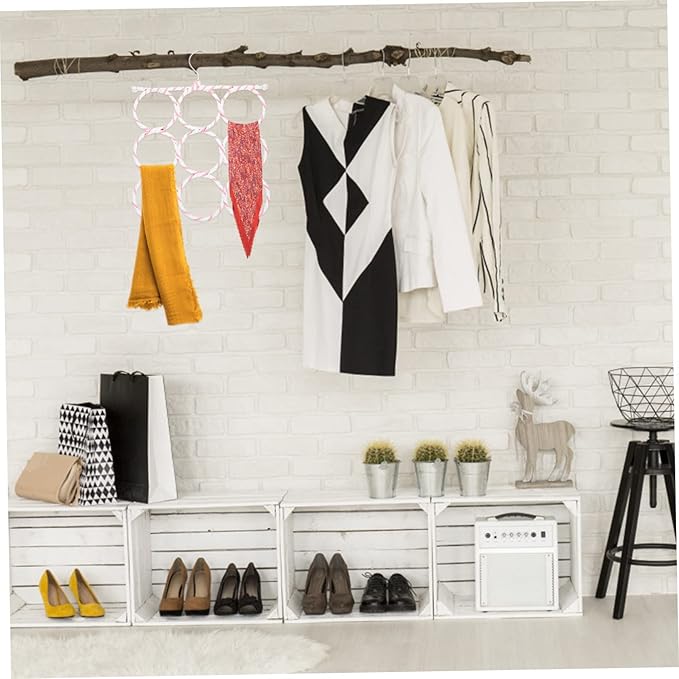2pcs Foldable Scarf Hanger Multi-Functional Ties and Accessories Organizer for Closet Space-Saving Design Rotation for Scarves Belts and More Mixed Colors
