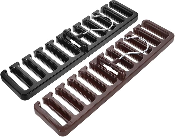 COHEALI 2pcs Tie Rack and Belt Hanger Closet Organizer with Scarf and Hat Holder, Space-Saving Multifunctional Accessory Organizer for Home and Travel, Black and Brown