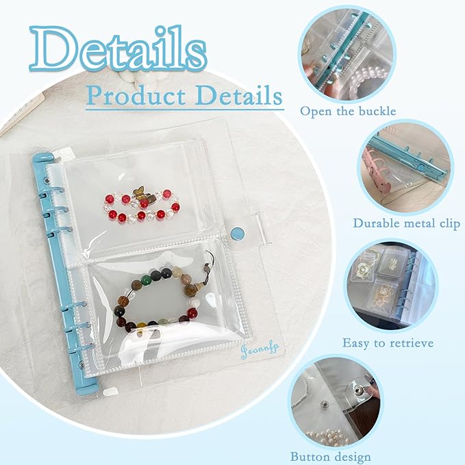 Travel Jewelry Organizer Book, High Capacity Clear Jewelry Storage Book with Portable Thick PVC Pouches,Jewelry Organizer Bags for Earrings Necklace and Rings
