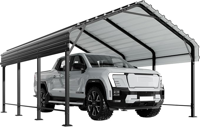 Shintenchi 12x15 FT Metal Carport, Heavy Duty Carport Canopy with Enhanced Base and Frame,Outdoor Galvanized Garage Car Port for Cars, Boats,Tractors and Party