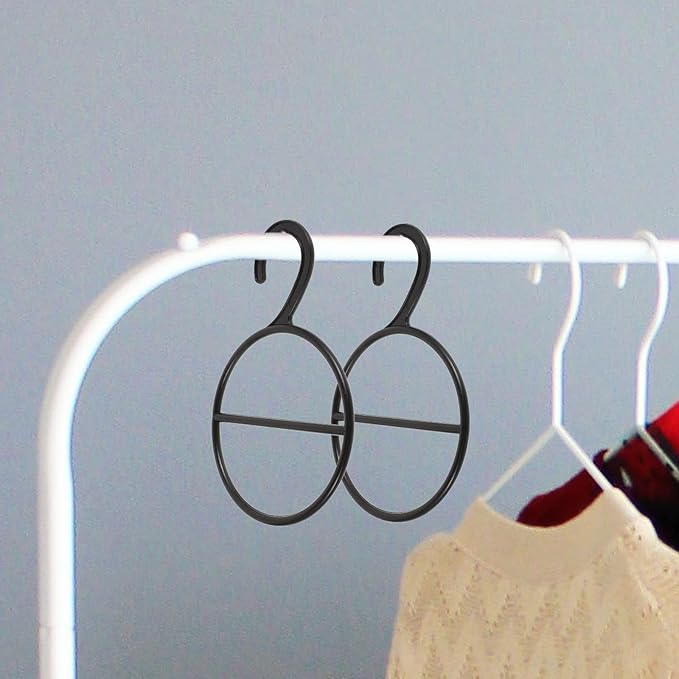 SUPVOX 12pcs Multifunctional Scarf Storage Rack with Circle Shape Hangers, Black Household Scarf Organizer for Belts and Ties, Closet Accessory Organizer for Home Use
