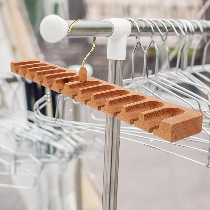 VILLCASE Wooden Belt Hanger Rack Organizer for Men’s Closet Beech Holder with Tie and Bowtie Storage Home Closet Accessory Organizer