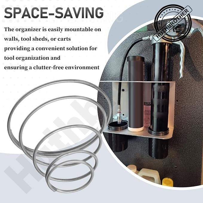Grease Gun Holder, Wall Mount Grease Gun Storage Rack/Organizer, Hand Grease Gun Holder Rack for Workshop, Shop, Garage, W/Removable Drip Cups, Spare Cartridge Holder and Separate Spring