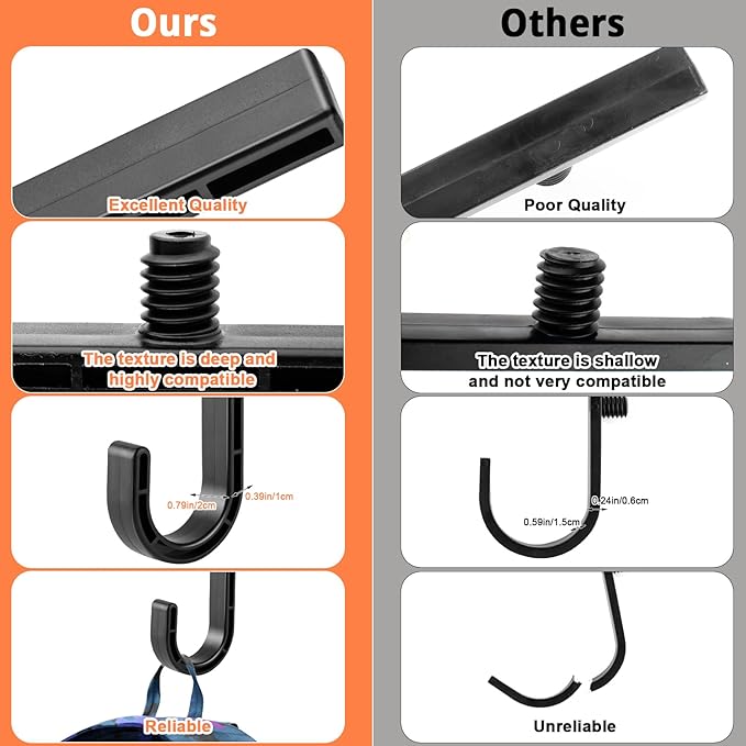6 Packs Storage Shed Hooks Compatible with Suncast/Craftsman Shed, U-Shape and J-Shape Storage Shed Shelves Accessories with 4 Packs Long Bolts for Organizing Tool, Ladders, Bulk Items