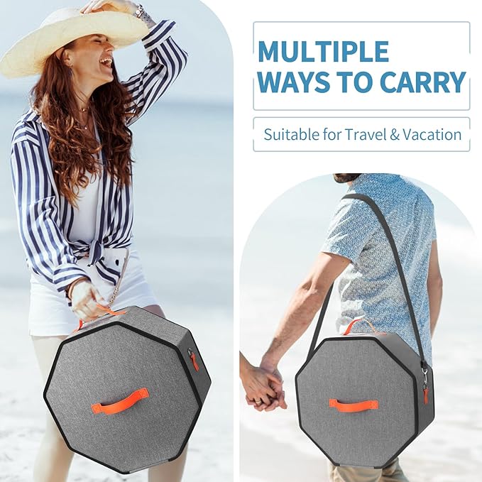Hat Storage Box for Women & Men, Hardboard Support Cowboy Hat Boxes with 1 Door Hook Hat Organizer for Travel(Grey)
